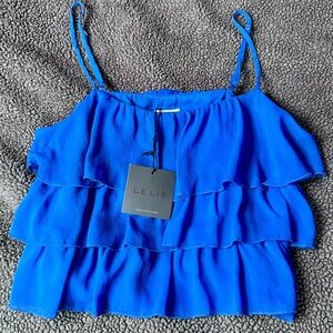 Le Lis Vibrant Blue Layered Tank (M) NWT